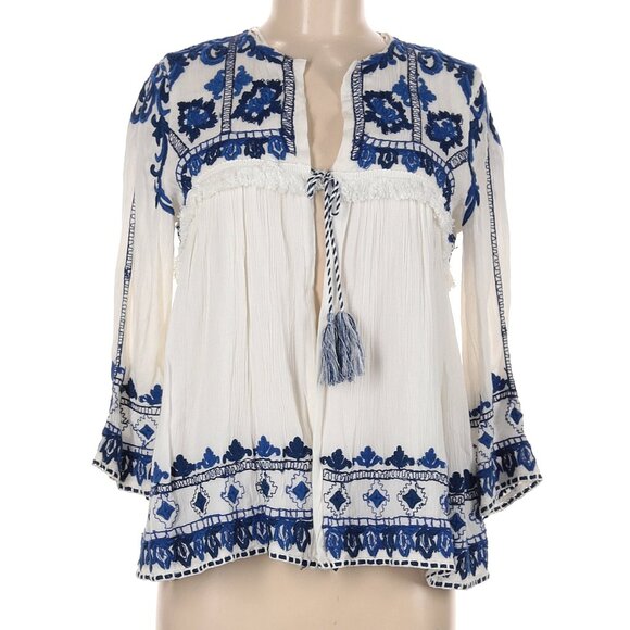 Zara Tops - NWT Trafaluc Zara Ecru Embroidered Swing Jacket